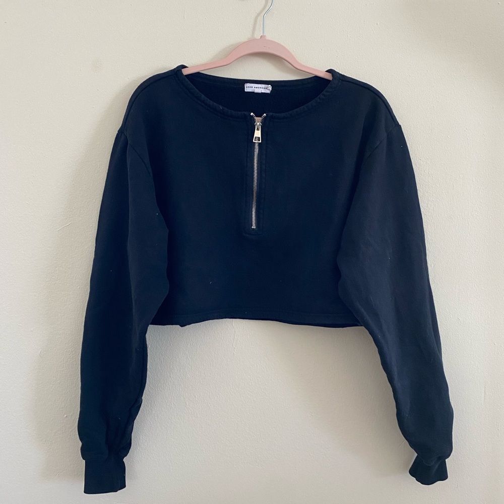 GOOD AMERICAN | Oversized Cropped Quarter zip